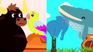 Hickory Dickory Dock Bull vs Bird & Elephant vs Whale Split Screen + Progressive Style