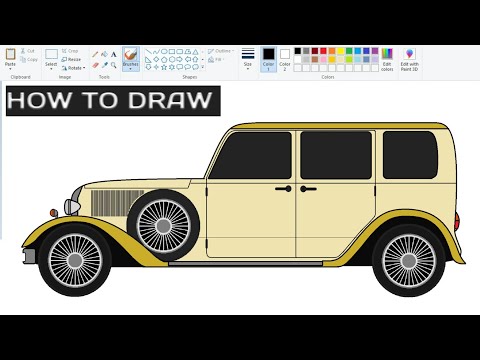 How to draw Vintage Car on computer using Simple Paint Program | Vintage Car Drawing in easy steps.