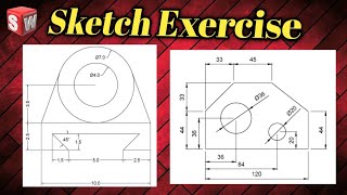 Solid work Tutorial-3 Sketch practice Exercise ☺️ To Use sketch command line, circle, Dimensions