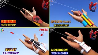 4 Amazing Spiderman web shooter , how to make spider man web shooter , notebook paper launcher