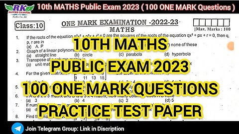 TN 10th Maths|Public Exam 2023|100 ONE MARK PRACTICE QUESTION PAPER|Very Useful for Exams