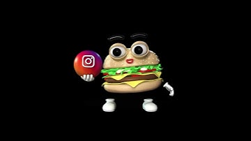 Instagram Burger   Character Free Alpha Channel Stock Video on Transparent Background
