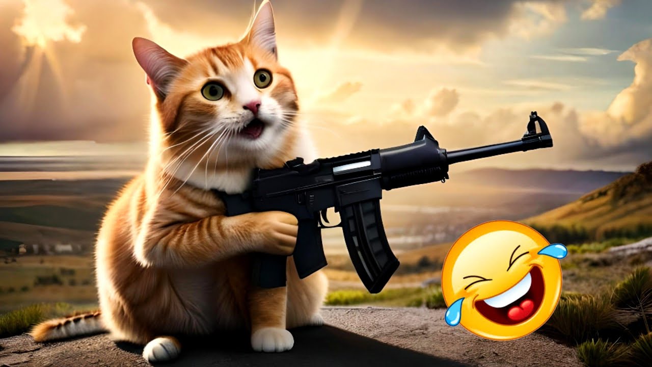 Cat With Gun Wallpaper