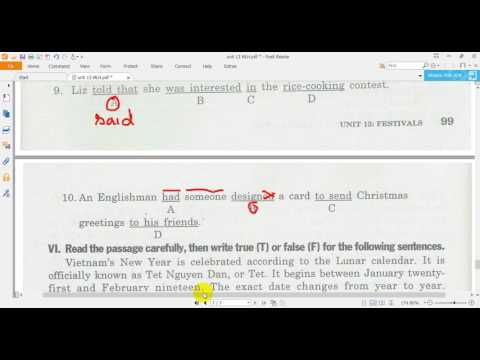 English 8 - Test For Unit 13 - BT Tiếng Anh 8 - Mai Lan Hương (Phần V, VI - Trang 99,100)