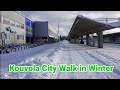 Walking Tour in Kouvola City Finland เดินชมเมืองกัวโวราในช่วงหน้าหนาว มีหิมะตกขาวเต็ม​ทางเดิน