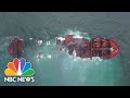WATCH: Drone Video Shows Sunken Ship Off Coast Of Sri Lanka