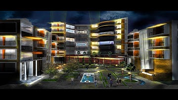 Architectural Rendering-Night Scene (Timelapse Photoshop)