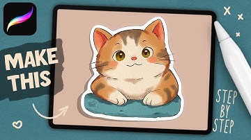 How to Draw a Cute Cat Sticker | Easy Procreate Tutorial
