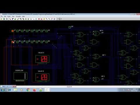 CPU: Circuitos Combinatórios de Opcodes ADD & SUB de uma ULA 8-BIT (Full-Adder/Subtractor) No DSCH3