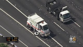 Spilled Aluminum Cans Slow Traffic On Northbound I-880 In Union City