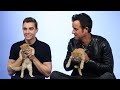 Justin theroux  dave franco play with kittens