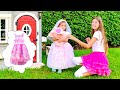 Nastya Artem Mia pretend play with a magic playhouse