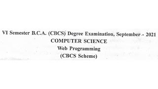 Web Programming 2021 Question Paper