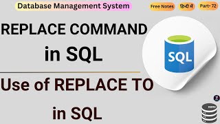 #72 Replace Command in SQL | How to use Replace Command in SQL | SQL Server Replace Function