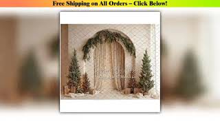 Mocsicka Christmas Arch Curtain Backdrop Photography Greenery Xmas Tree Boho Background Winter