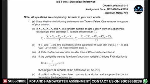 (b) Describe the following:(i) Curve of F-distribution(ii) Mean Squared Error IGNOU