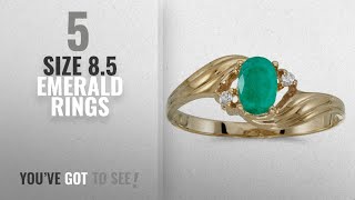 10 Best Size 8.5 Emerald Rings: 10k Yellow Gold Oval Emerald And Diamond Ring (Size 8.5)