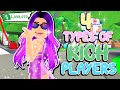 🤑 4 TYPES OF RICH PLAYERS IN ADOPT ME 🤑 (Roblox Adopt Me)