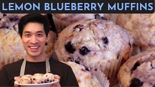 The ULTIMATE Lemon Blueberry Muffin Recipe with EASY Cream Cheese Filling | Danlicious