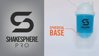 ShakeSphere Shaker bottle and its spherical base