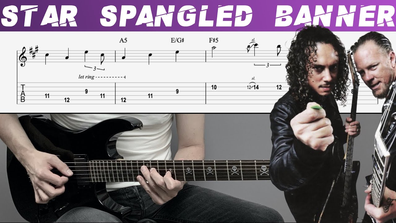 METALLICA - STAR SPANGLED BANNER (Guitar cover with TAB | Lesson)