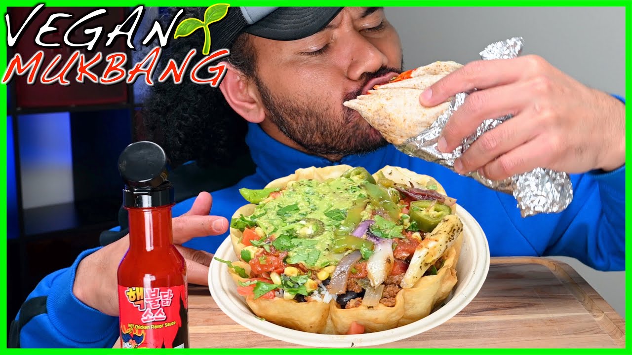 Qdoba Taco Bowl and a Burrito VEGAN MUKBANG PitaChew YouTube