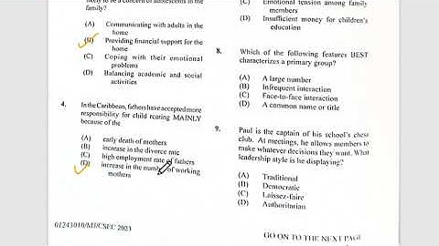 CSEC SOCIAL STUDIES PAPER 1 FOR JUNE 2023 SOLUTIONS!