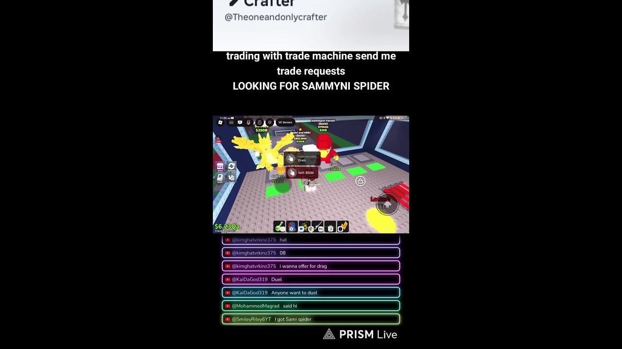 TRADING IN SAB LOOOKING FOR SAMMYNI SPIDER live🔴