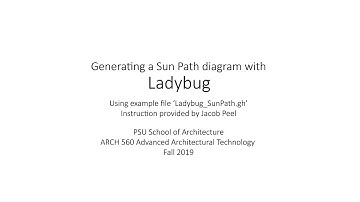 PSU ARC 560 - Generating a Sun Path Diagram with Ladybug