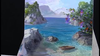Painting A Beach Cove Part 3 - Live on #superpeer 🤙