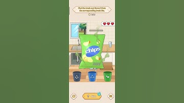 brain puzzle -find the trash and throw it into the corresponding trash bin