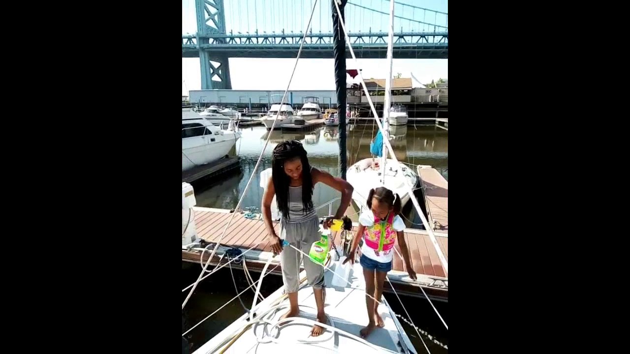 Sailboat Mystic 10 Washing Dirty Decks After Two Years at Dock YouTube