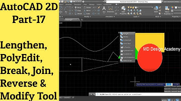 #17 AutoCAD Tutorial- Lengthen, PolyEdit, Break, Join, Reverse & Modify Tools