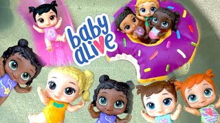 BABY ALIVE 10 babies Swimming in the pool!  ‍♀