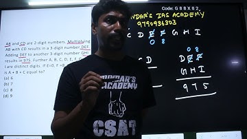 UPSC CSAT 2023  - AB +CD = DEF and  DEF + GHI =975