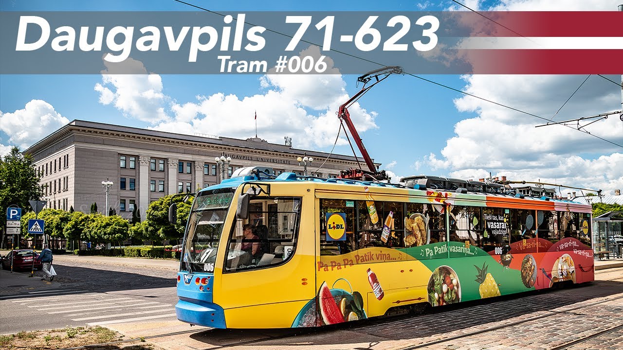🇱🇻 Даугавпилсский трамвай UKVZ 71-623 006 линии 1 до станции