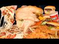 ASMR MUKBANG EXTRA CANES SAUCE IN N OUT ANIMAL STYLE BURGERS PIZZA CHICKEN FRIES WITH CHEESE 