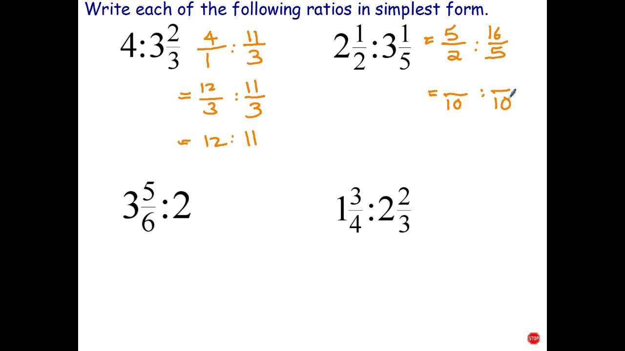 Simplifying Ratios Involving Mixed Numbers