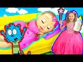 Sasha Play With Giant Baby Toy With Magic Stick Big Babys Tricks Pretend Witch Scared Nursery Rhymes