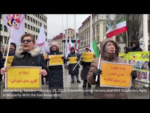 Gothenburg, Sweden—January 28, 2023: MEK Supporters Rally in Solidarity With the Iran Revolution.