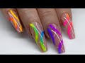 Watch Me Work: Neon Rainbow Ombre Acrylic & Gel Nail Design | SUPER EASY Abstract Gradient Nail Art