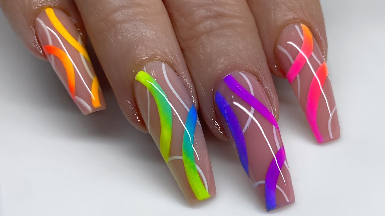 Watch Me Work: Neon Rainbow Ombre Acrylic & Gel Nail Design ...