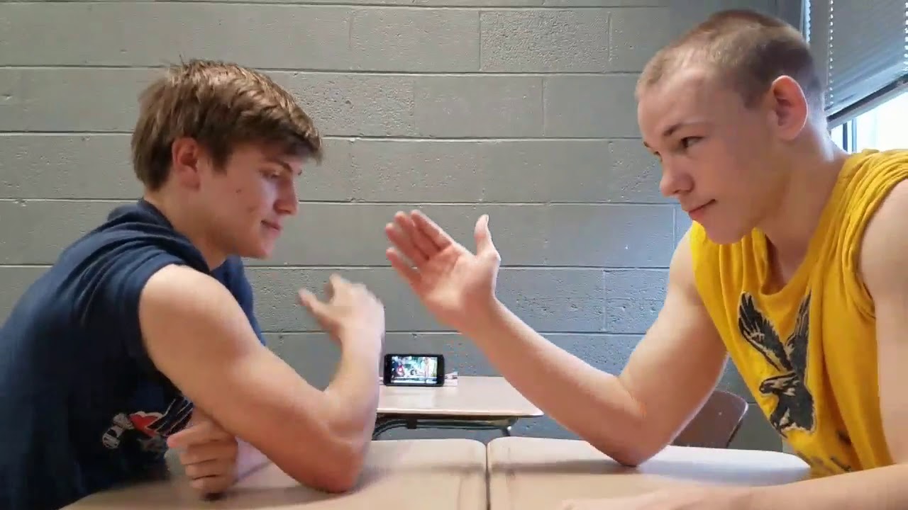 Arm wrestling in school (mid year challenge) YouTube
