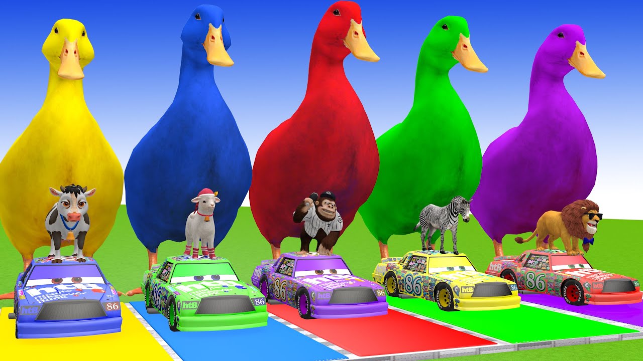 Long Slide Game With Cow Elephant Gorilla Hippopotamus Tiger 3d Animal Game Funny 3d Animals