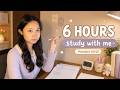 6 HOURS STUDY WITH ME 📚 Pomodoro 50/10 | Background Noise, No Music