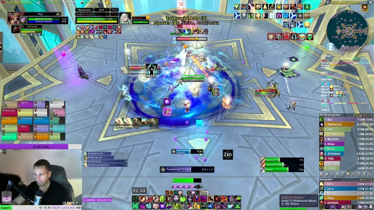 127k DPS 99% Log at Anduin Wrynn (Mythic) | INSANE Affliction Warlock AoE with 4 Affixes | Pre-Patch