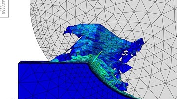 Abaqus explicit CAE 3D cutting of hardened steel Mises Stress 3
