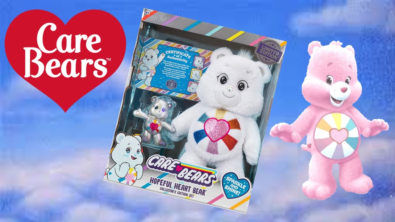 Care Bears 14 Hopeful Heart Bear and 5 Collectible Hopeful Heart Bear - Special Collector Limited Edition.