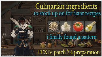 culinarian items to stock for patch 7.4 recipes