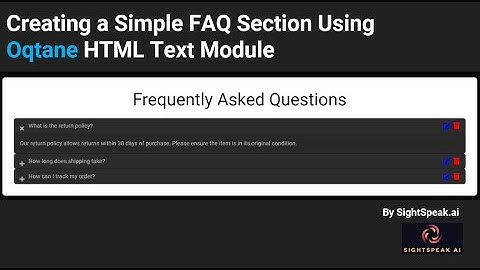 Creating a Simple FAQ Section Using Oqtane HTML Text Module